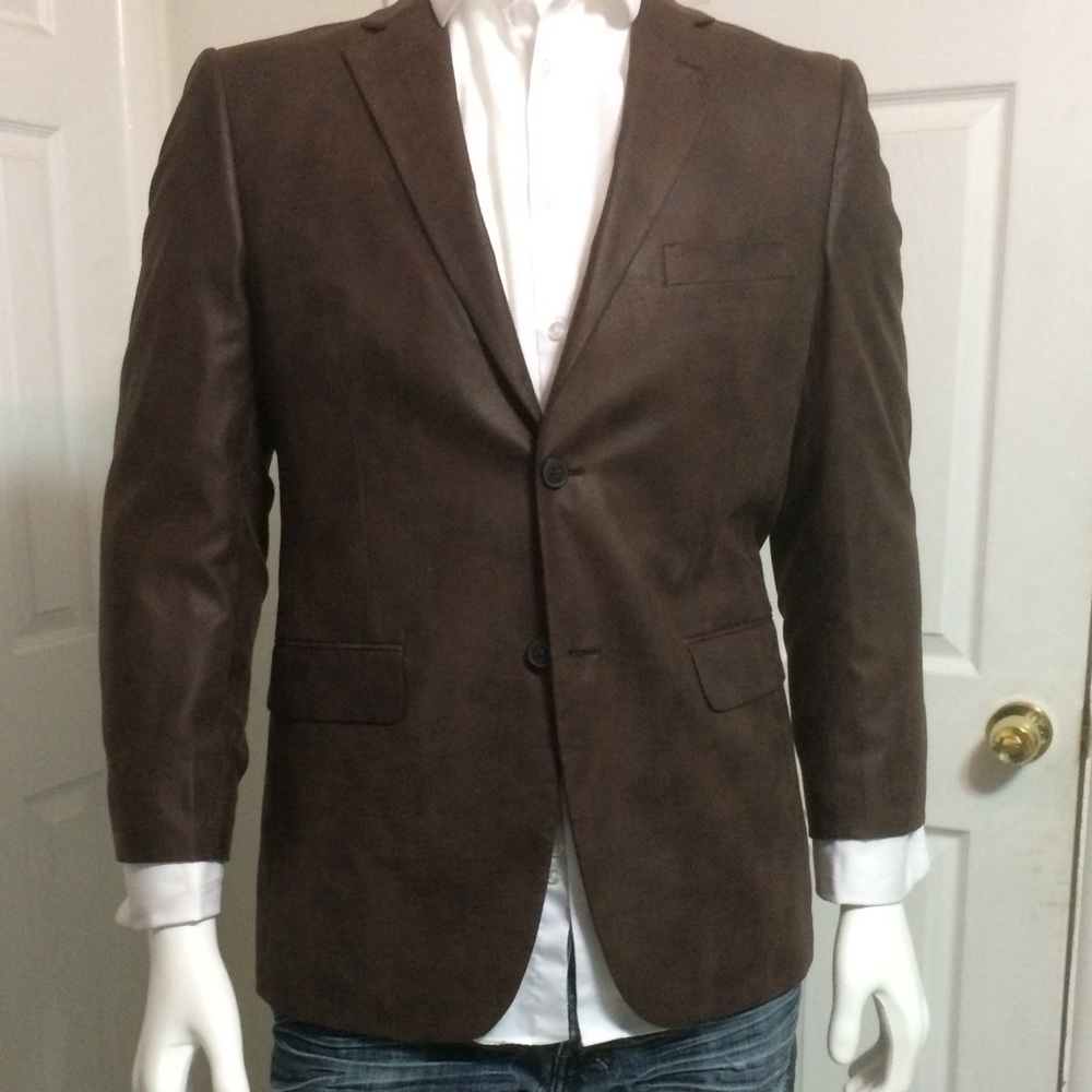 J. Ferrar brown faux leather blazer with sheen 38S